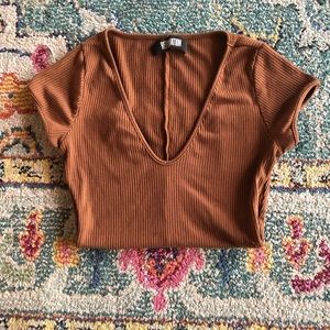Reformation brown  v-neck cap sleeve shirt xs